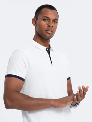 Herren t -Shirt mit einem Kragen OMBRE OM-POSS-0113 WEIß