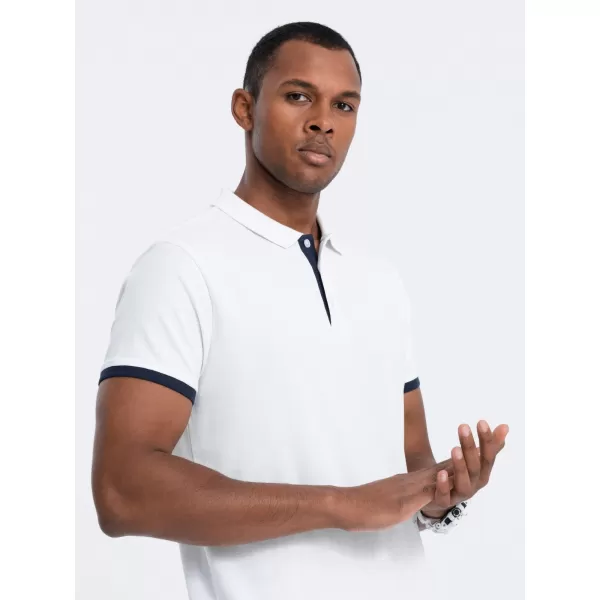  Herren t -Shirt mit einem Kragen OMBRE OM-POSS-0113 WEIß 