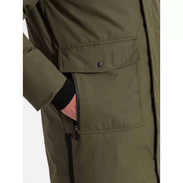  Herren Winterjacke OMBRE OM-JALJ-0148 DUNKLER OLIVENGRÜN 