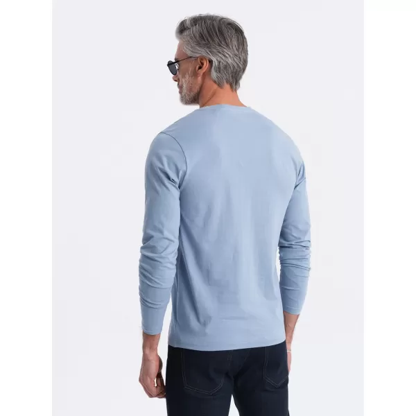  Herren t -Shirt mit einem langen Ärmel OMBRE OM-LSBL-0108 BLAUER DENIM 