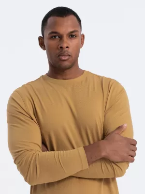 Herren t -Shirt mit einem langen Ärmel OMBRE OM-LSBL-0106 SENF