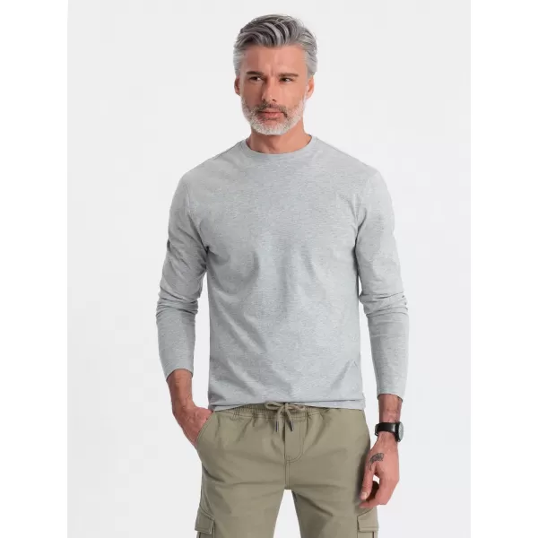  Herren t -Shirt mit einem langen Ärmel OMBRE OM-LSBL-0106 GRAUE MELANGE 