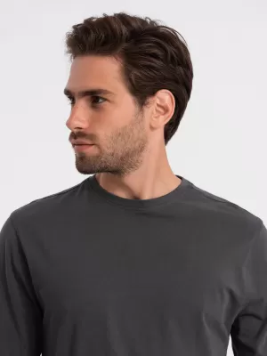 Herren t -Shirt mit einem langen Ärmel OMBRE OM-LSBL-0106 GRAPHIT