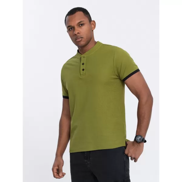  Herren t -Shirt mit einem Kragen OMBRE OM-TSCT-0156 OLIVE 