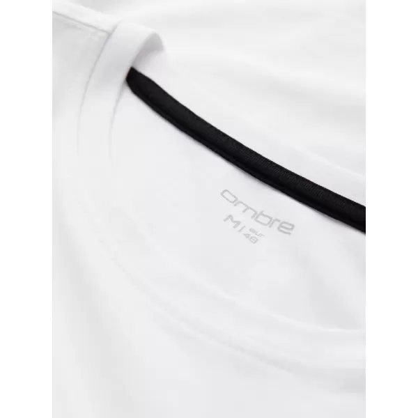  Herren t -Shirt mit einem langen Ärmel OMBRE OM-LSCL-0102 WEIß 
