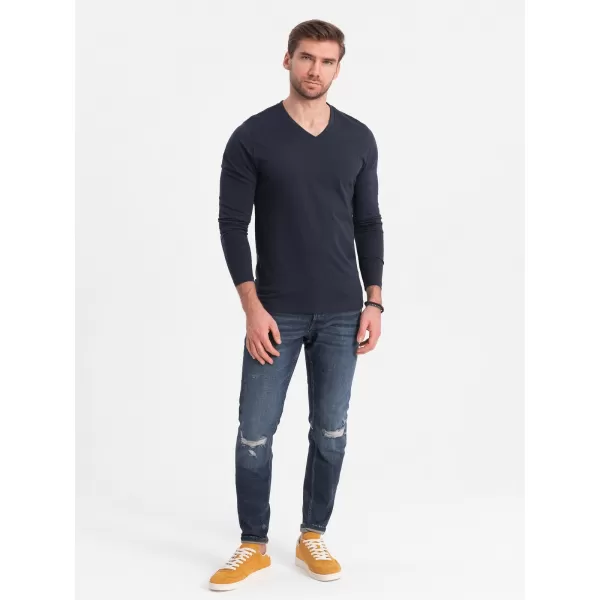  Herren t -Shirt mit einem langen Ärmel OMBRE OM-LSBL-0108 MARINEBLAU 