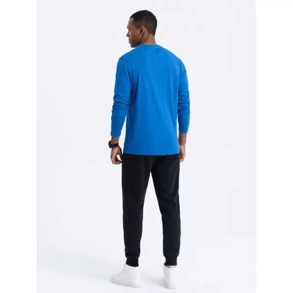  Herren t -Shirt mit einem langen Ärmel OMBRE OM-LSBL-0106 BLAU 