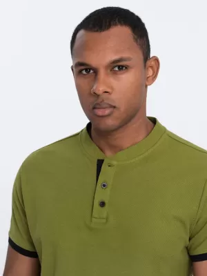 Herren t -Shirt mit einem Kragen OMBRE OM-TSCT-0156 OLIVE