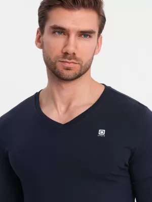 Herren t -Shirt mit einem langen Ärmel OMBRE OM-LSCL-0110 MARINEBLAU