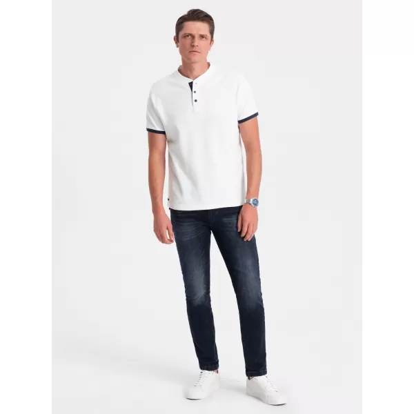  Herren t -Shirt mit einem Kragen OMBRE OM-TSCT-0156 WEIß 