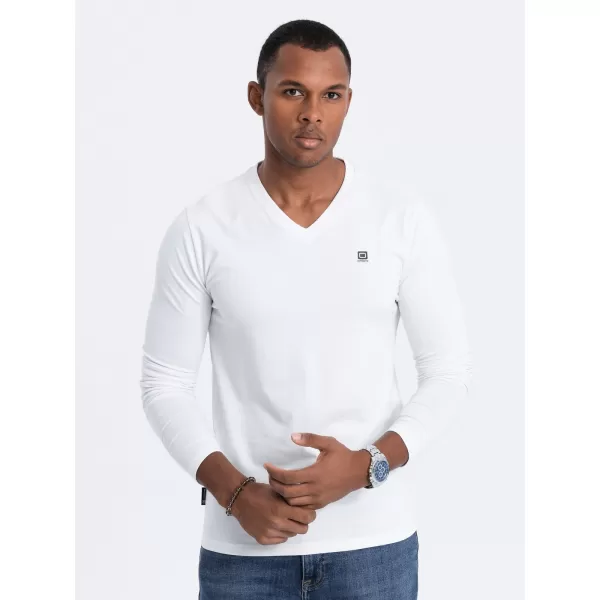  Herren t -Shirt mit einem langen Ärmel OMBRE OM-LSCL-0110 WEIß 