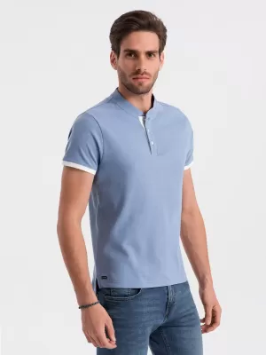 Herren t -Shirt mit einem Kragen OMBRE OM-TSCT-0156 BLAU