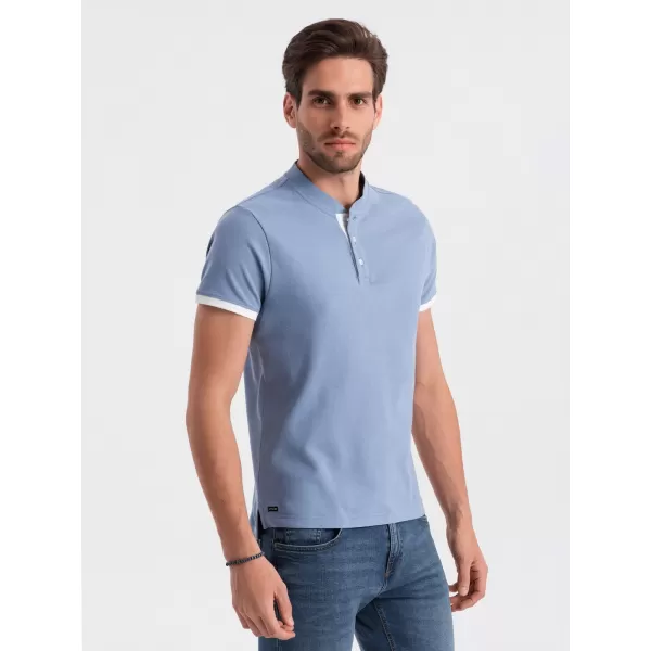  Herren t -Shirt mit einem Kragen OMBRE OM-TSCT-0156 BLAU 