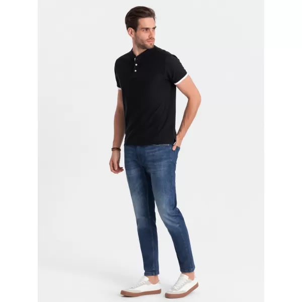  Herren t -Shirt mit einem Kragen OMBRE OM-TSCT-0156 SCHWARZ 