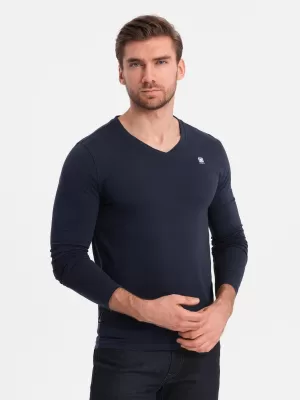 Herren t -Shirt mit einem langen Ärmel OMBRE OM-LSCL-0110 MARINEBLAU