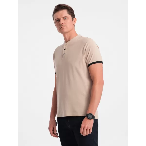  Herren t -Shirt mit einem Kragen OMBRE OM-TSCT-0156 BEIGE 