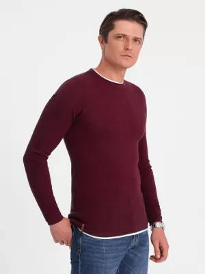 Herrenpullover OMBRE OM-SWSW-0103 KASTANIENBRAUN