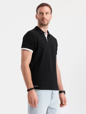 Herren t -Shirt mit einem Kragen OMBRE OM-POSS-0113 SCHWARZ