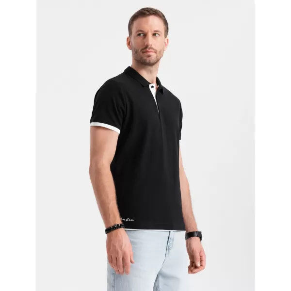 Herren t -Shirt mit einem Kragen OMBRE OM-POSS-0113 SCHWARZ 