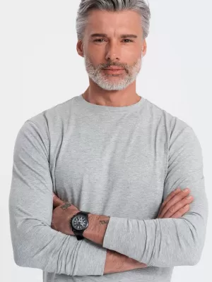 Herren t -Shirt mit einem langen Ärmel OMBRE OM-LSBL-0106 GRAUE MELANGE