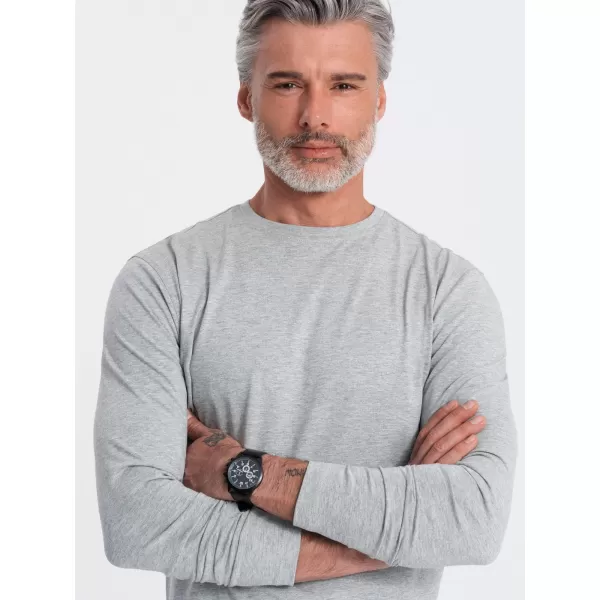  Herren t -Shirt mit einem langen Ärmel OMBRE OM-LSBL-0106 GRAUE MELANGE 