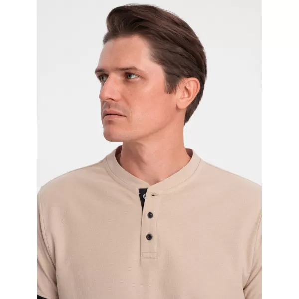  Herren t -Shirt mit einem Kragen OMBRE OM-TSCT-0156 BEIGE 