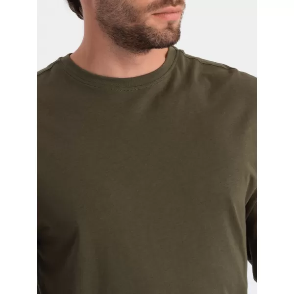  Herren t -Shirt mit einem langen Ärmel OMBRE OM-LSBL-0106 DUNKLE OLIVE 
