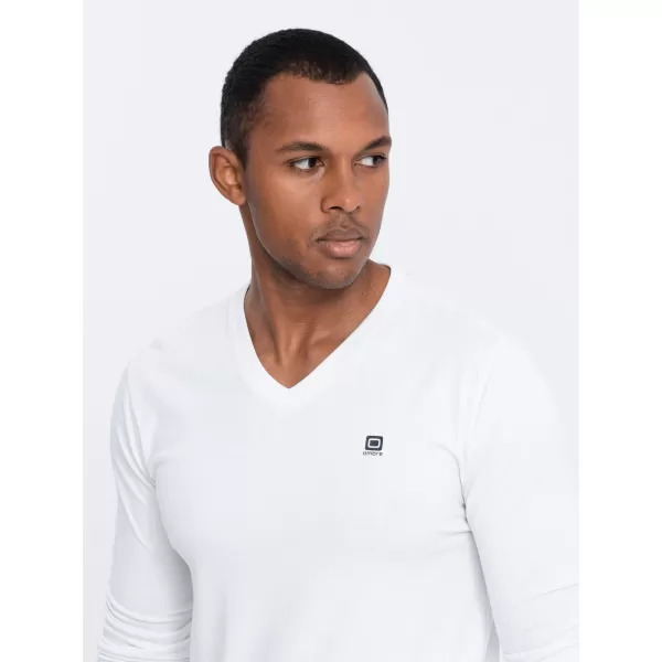  Herren t -Shirt mit einem langen Ärmel OMBRE OM-LSCL-0110 WEIß 