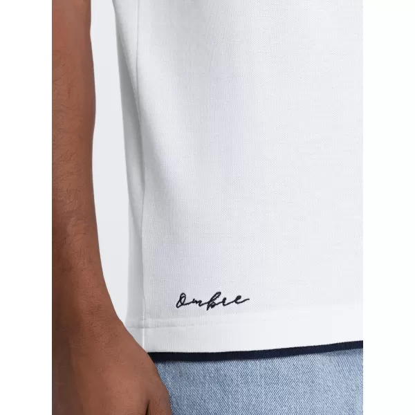  Herren t -Shirt mit einem Kragen OMBRE OM-POSS-0113 WEIß 