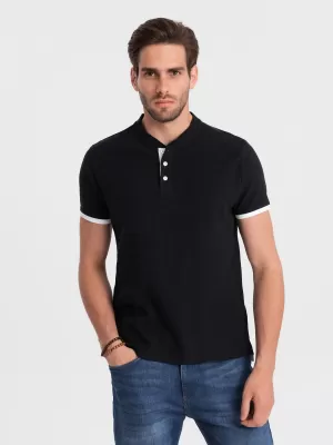 Herren t -Shirt mit einem Kragen OMBRE OM-TSCT-0156 SCHWARZ