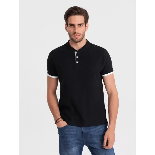  Herren t -Shirt mit einem Kragen OMBRE OM-TSCT-0156 SCHWARZ 