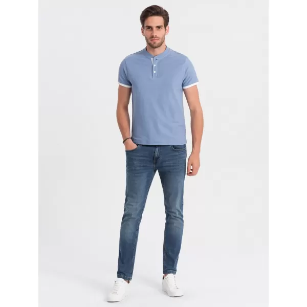  Herren t -Shirt mit einem Kragen OMBRE OM-TSCT-0156 BLAU 
