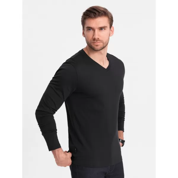  Herren t -Shirt mit einem langen Ärmel OMBRE OM-LSBL-0108 SCHWARZ 
