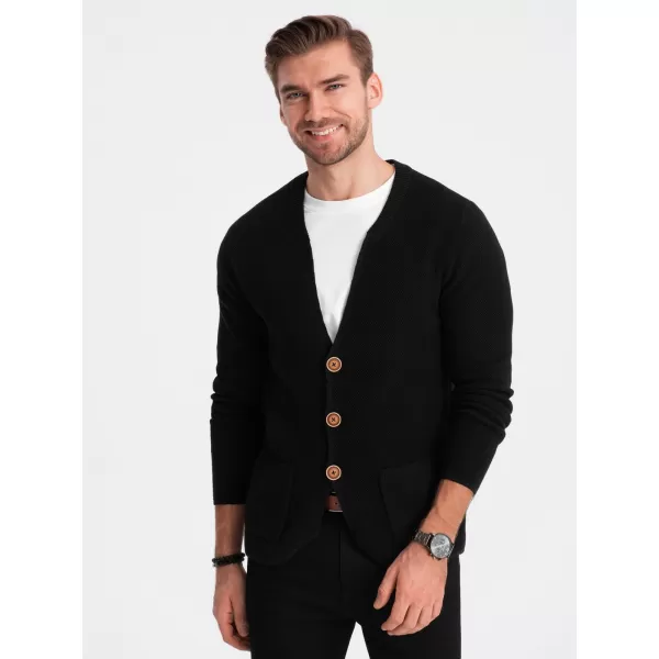  Herrenpullover OMBRE OM-SWCD-0109 SCHWARZ 