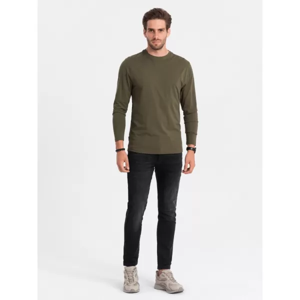  Herren t -Shirt mit einem langen Ärmel OMBRE OM-LSBL-0106 DUNKLE OLIVE 