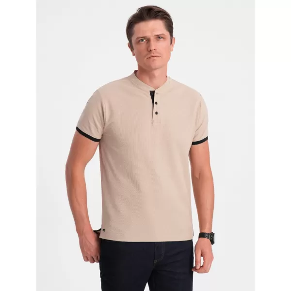  Herren t -Shirt mit einem Kragen OMBRE OM-TSCT-0156 BEIGE 