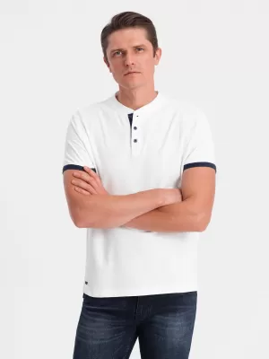 Herren t -Shirt mit einem Kragen OMBRE OM-TSCT-0156 WEIß