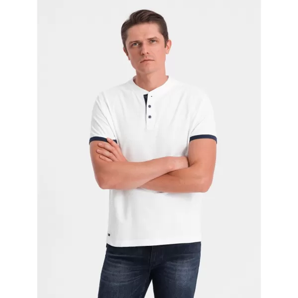  Herren t -Shirt mit einem Kragen OMBRE OM-TSCT-0156 WEIß 