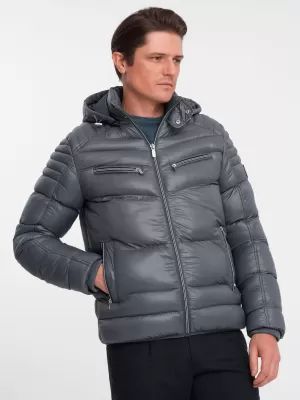 Herren Winterjacke OMBRE OM-JAHP-22FW-010 GRAPHIT