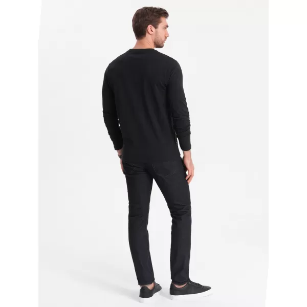  Herren t -Shirt mit einem langen Ärmel OMBRE OM-LSBL-0108 SCHWARZ 