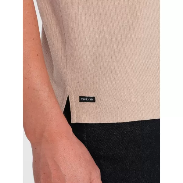  Herren t -Shirt mit einem Kragen OMBRE OM-TSCT-0156 BEIGE 