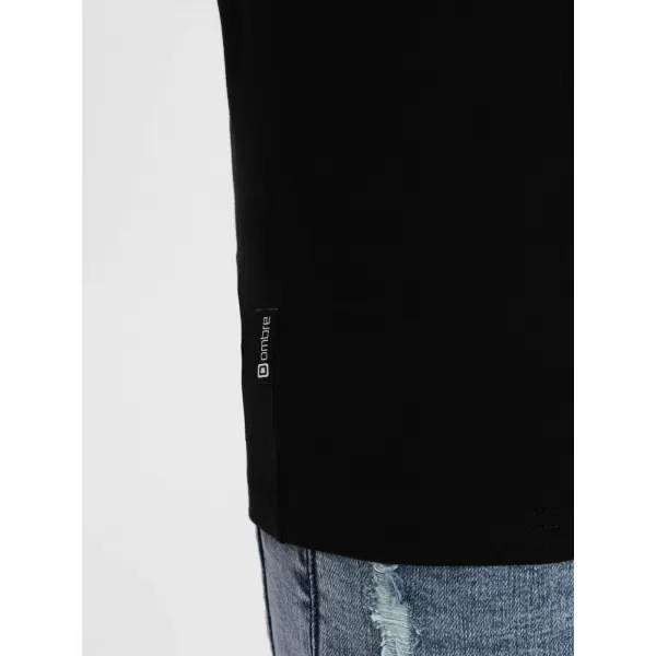  Herren t -Shirt mit einem langen Ärmel OMBRE OM-LSCL-0102 SCHWARZ 