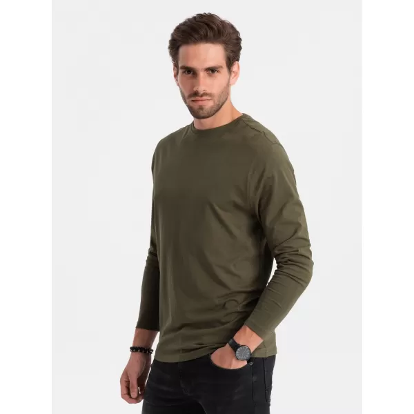  Herren t -Shirt mit einem langen Ärmel OMBRE OM-LSBL-0106 DUNKLE OLIVE 
