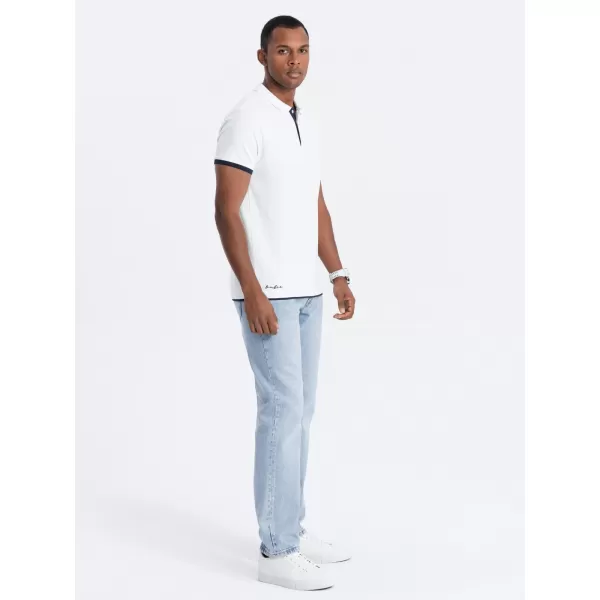  Herren t -Shirt mit einem Kragen OMBRE OM-POSS-0113 WEIß 