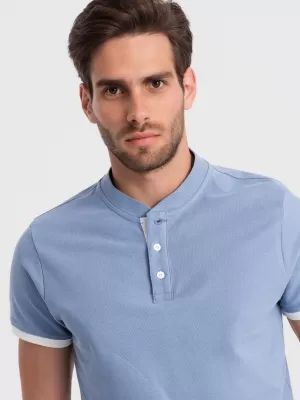 Herren t -Shirt mit einem Kragen OMBRE OM-TSCT-0156 BLAU