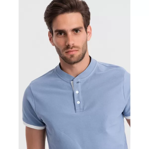  Herren t -Shirt mit einem Kragen OMBRE OM-TSCT-0156 BLAU 