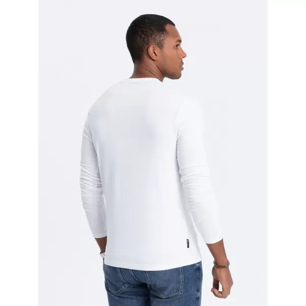  Herren t -Shirt mit einem langen Ärmel OMBRE OM-LSCL-0110 WEIß 