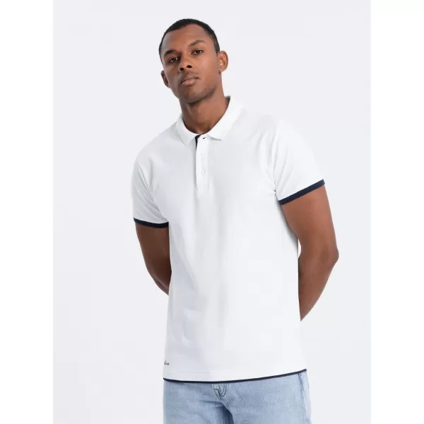  Herren t -Shirt mit einem Kragen OMBRE OM-POSS-0113 WEIß 