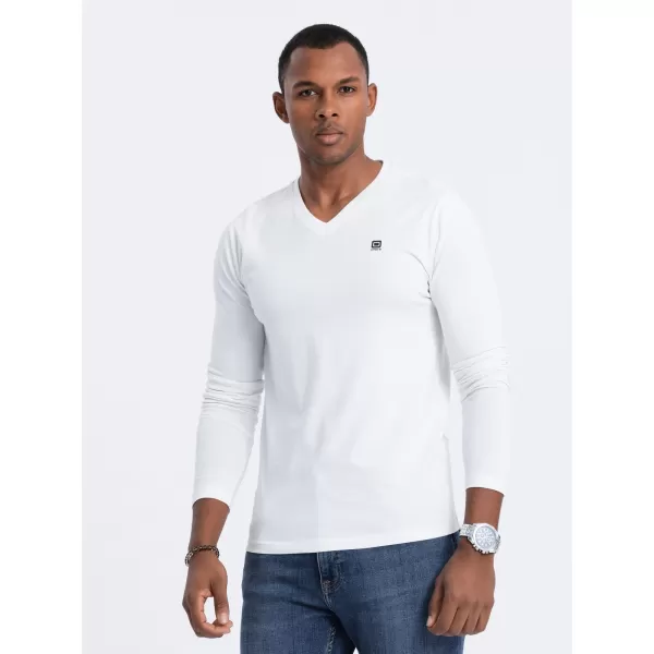  Herren t -Shirt mit einem langen Ärmel OMBRE OM-LSCL-0110 WEIß 