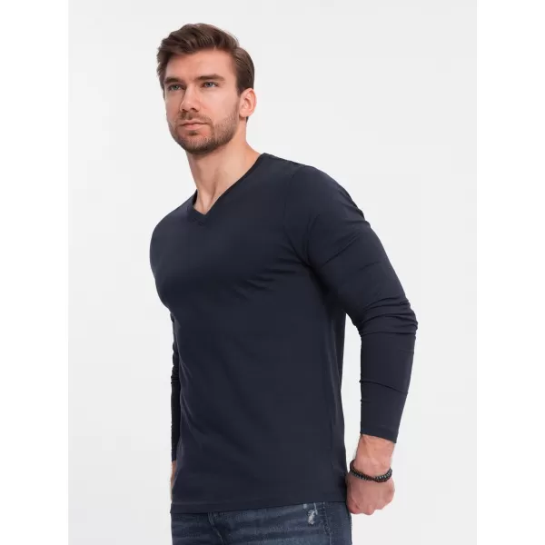  Herren t -Shirt mit einem langen Ärmel OMBRE OM-LSBL-0108 MARINEBLAU 